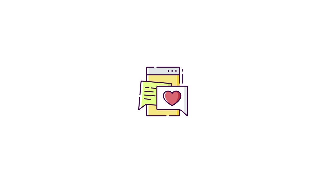 Animated Icon Showing Social Media Messages and Likes on a Smartphone