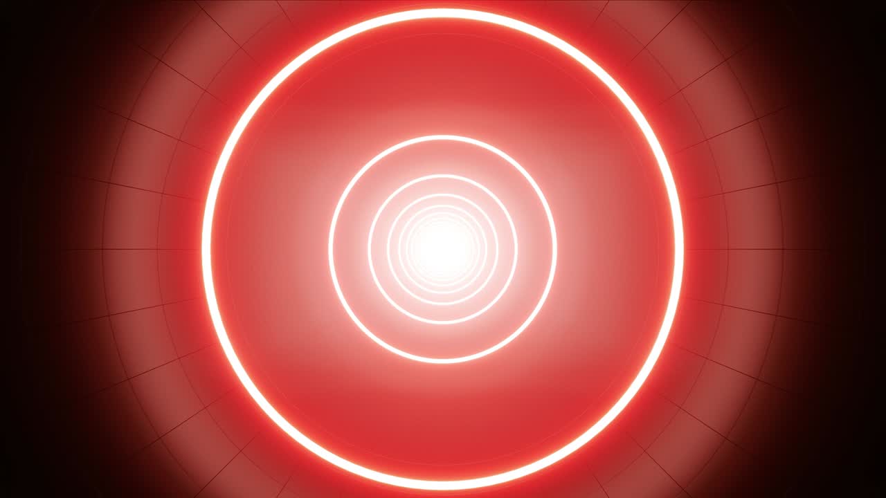 círculo rojo brillante túnel de metal ligero