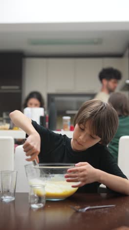 family baking together