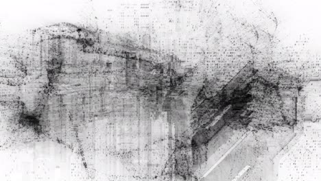 schwarz-weißer hud cyber-glitch-loop-hintergrund mit kryptowährung und nft-kodierungskonzept