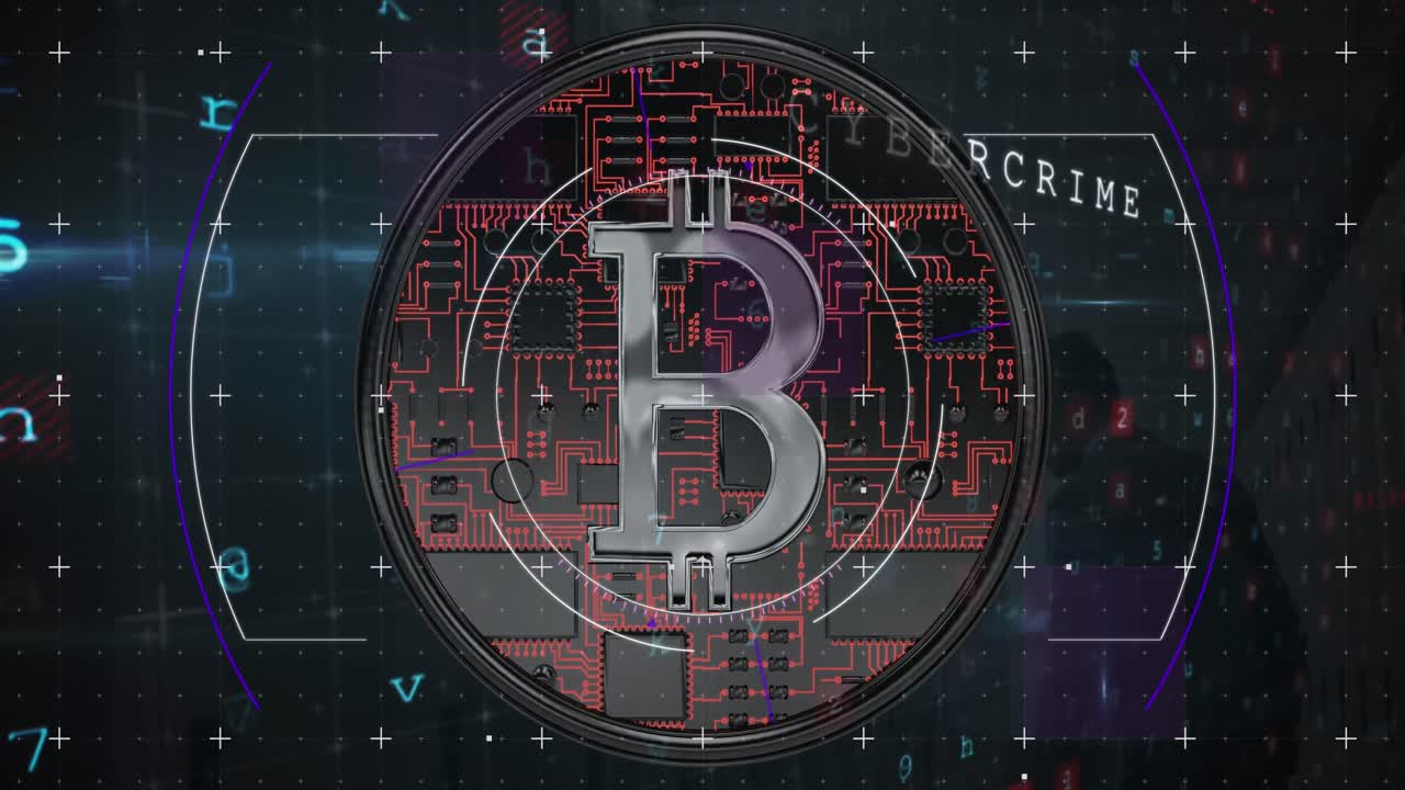 animación del procesamiento de datos financieros a través de bitcoin