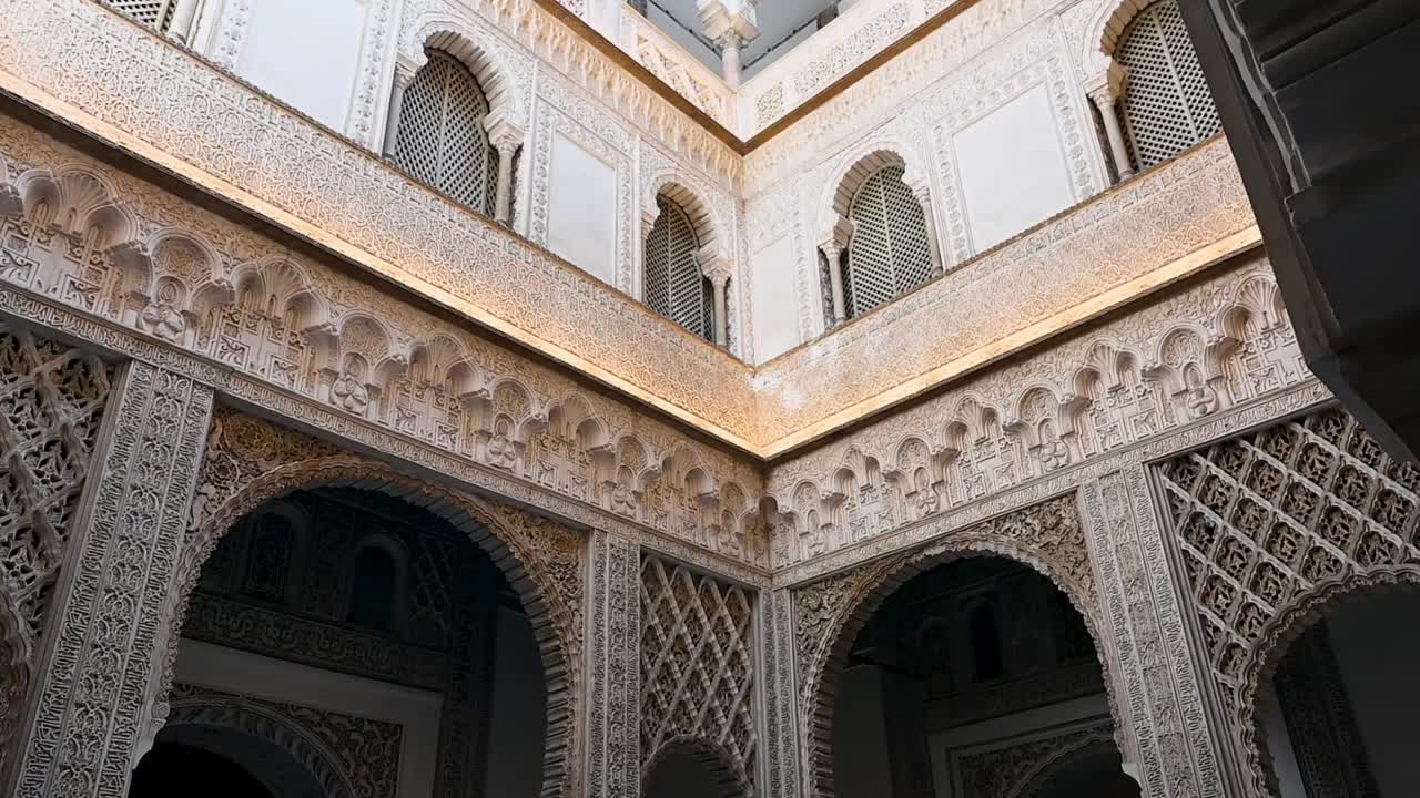 Looking within the Royal Alcazar of Seville, Spain