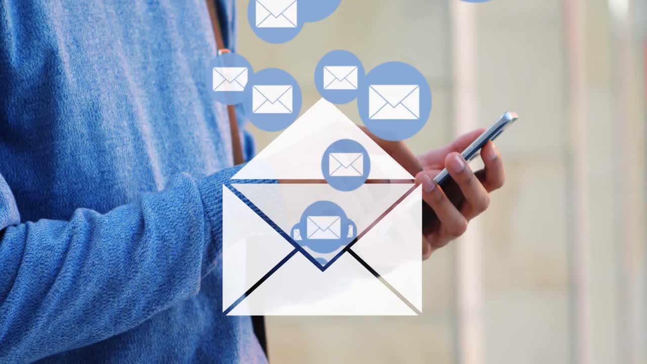 joven enviando correos electrónicos 4k