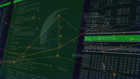 animación del procesamiento de datos digitales a través de redes de conexiones