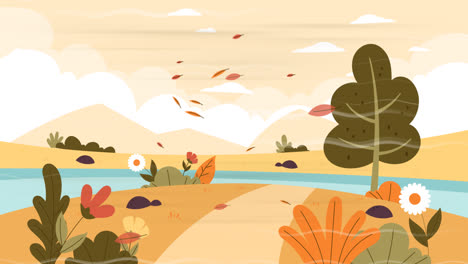 Eine-Animation-Einer-Handgezeichneten-Herbstlandschaft