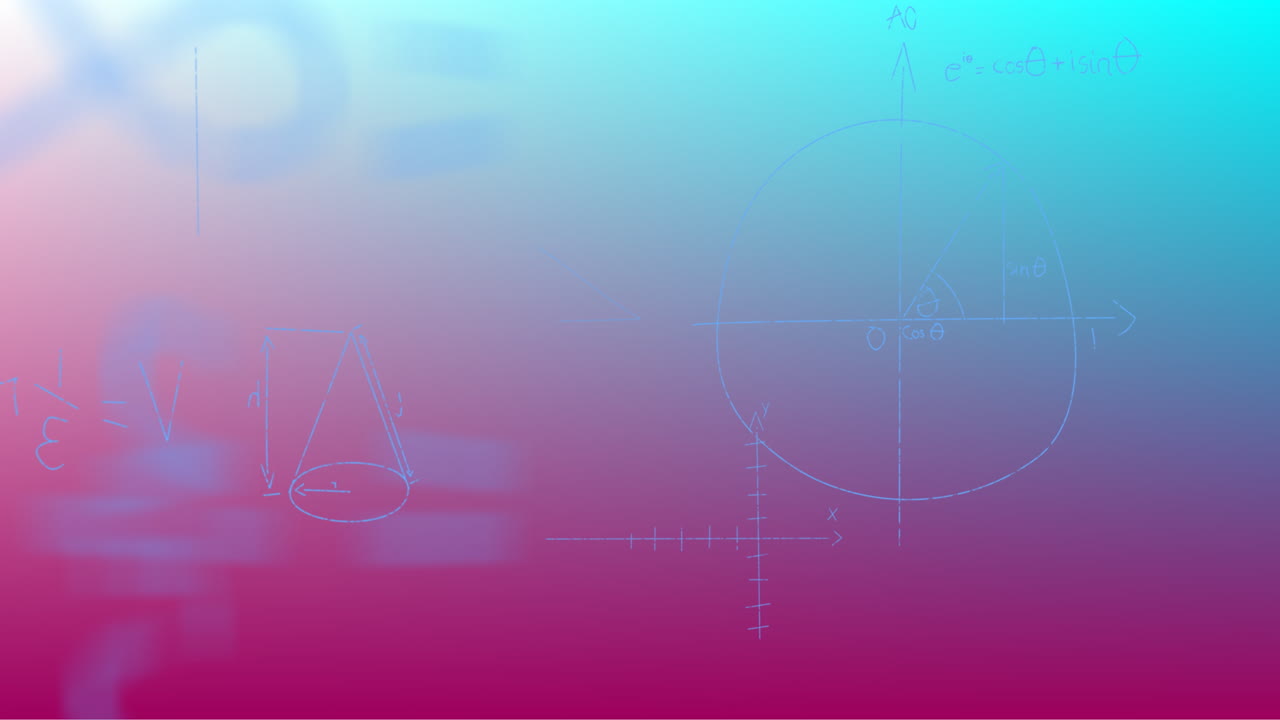 animación de fórmulas matemáticas escritas a mano sobre un fondo azul a púrpura