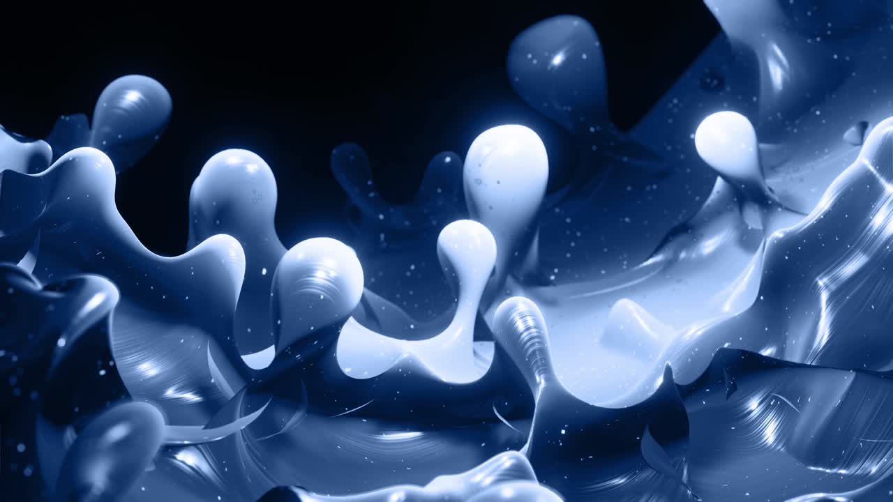 4k에서 액체 검은색 그라디언트의 부드러운 애니메이션; 추상적인 루프 스타일의 배경으로 반이는 페인트 표면; 물방울처럼 표면에 3d 스플래시와 함께 점성 액체에서 반이는 모노크롬