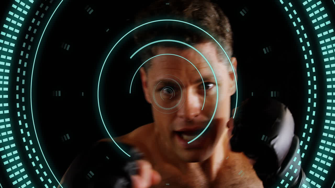 animación de escaneo de alcance sobre el boxeador caucásico