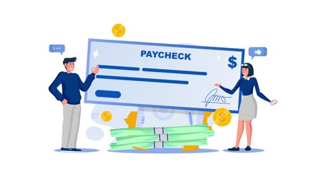 check payment big check flat animation graphic in 4k