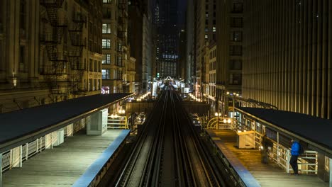 time lapse of cta trains at night in chicago in 4k