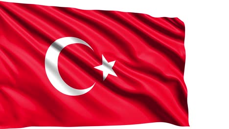 flag of turkey with fabric structure in the wind (alpha channel, loopable)