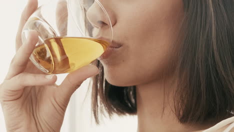 woman drinking tea or coffee