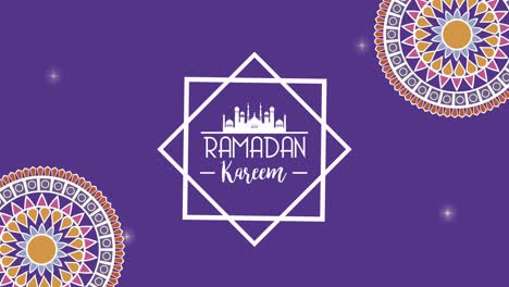 ramadan kareem lettering with mandalas in purple background