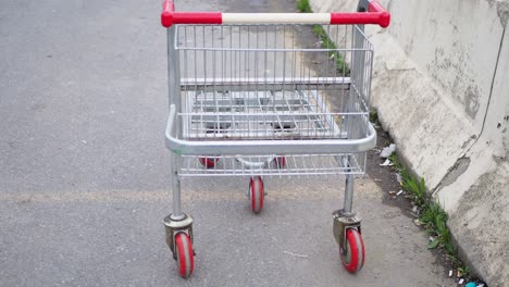 Einkaufswagen-Auf-Einem-Leeren-Parkplatz