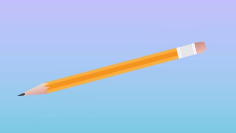 Animation-of-pencil-icon-floating-against-copy-space-on-blue-gradient-background