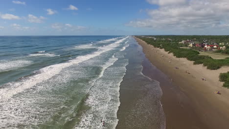 Static-Aerial-View-of-Picturesque-Mar-de-Ajo-Beach,-Argentina