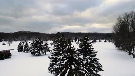 Un-Campo-De-Golf-Cubierto-De-Nieve-Densa-En-Enero