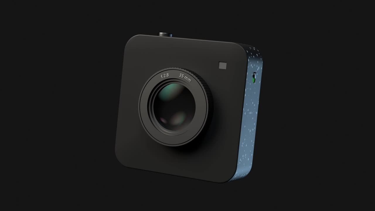 riflessione dell'obiettivo della fotocamera digitale rendering 3d di movimento astratto