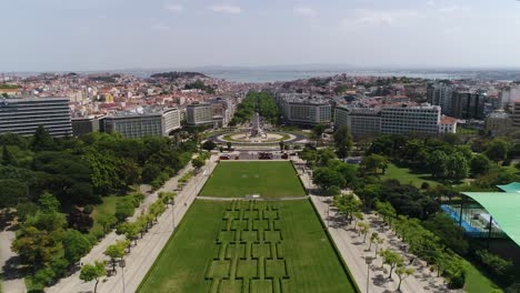 lisboa, portugal paisaje aéreo de la ciudad parque eduardo vii y plaza marques de pombal