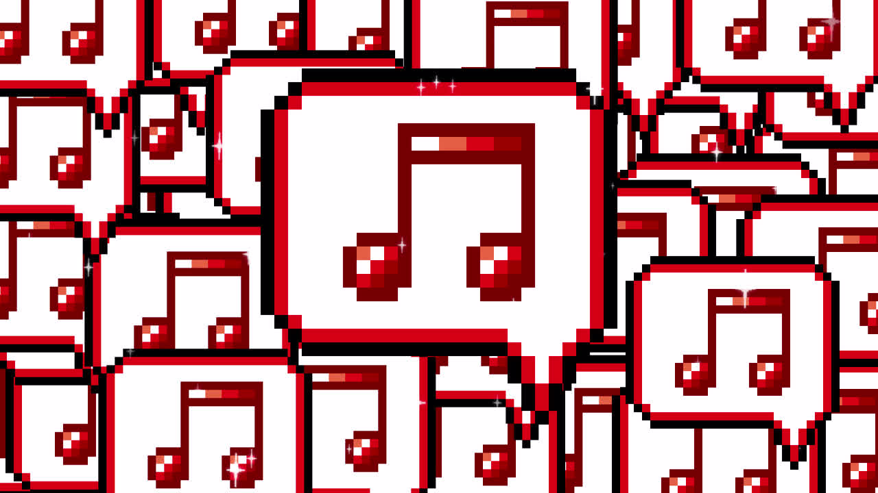Pixel art pop up speech bubble icon eighth notes Transitions. 1080p - 30 fps - Alpha Channel (3).mov