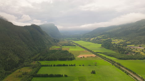 Green-Plains-And-Valleys-With-Rural-Villages-During-Sunrise-On-The-West-Coast,-Norway