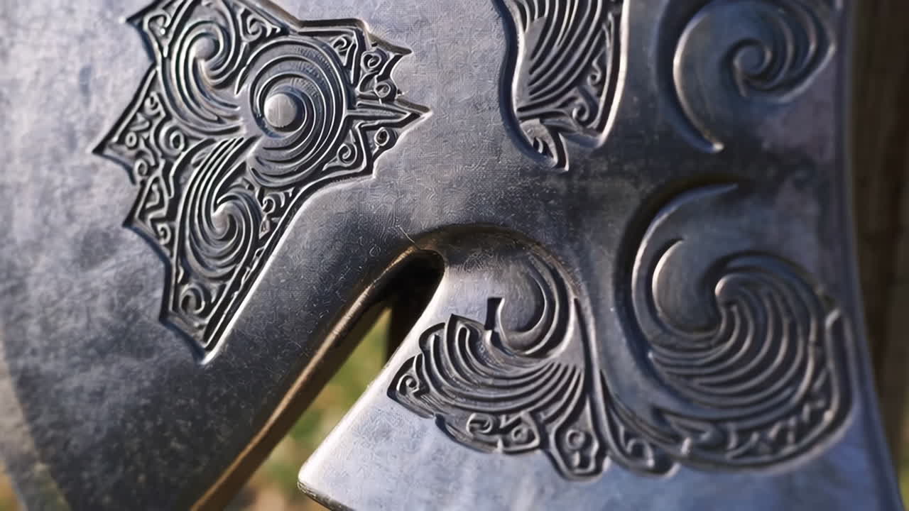 Decorative Axe on Wooden Post