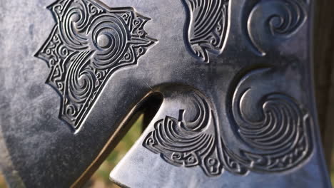 decorative axe on wooden post
