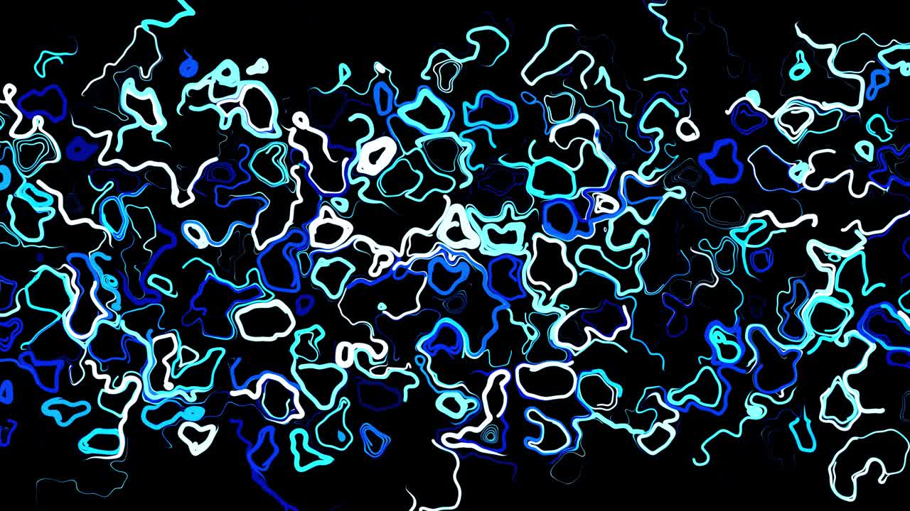 abstract creative looped bg con líneas rizadas como senderos azules en la superficie. las líneas forman un patrón giratorio como ruido de rizado. abstract 3d looping flowing animation as bright creative festive bg