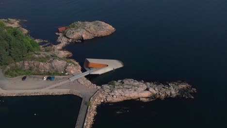 aerial view of michelin guide restaurant under in south of norway