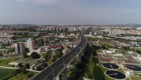 aerial view of vasco da gama bridge in lisbon, portugal