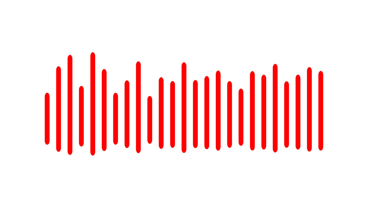 Red Audio Equalizer Sound Wave Animating on White Background