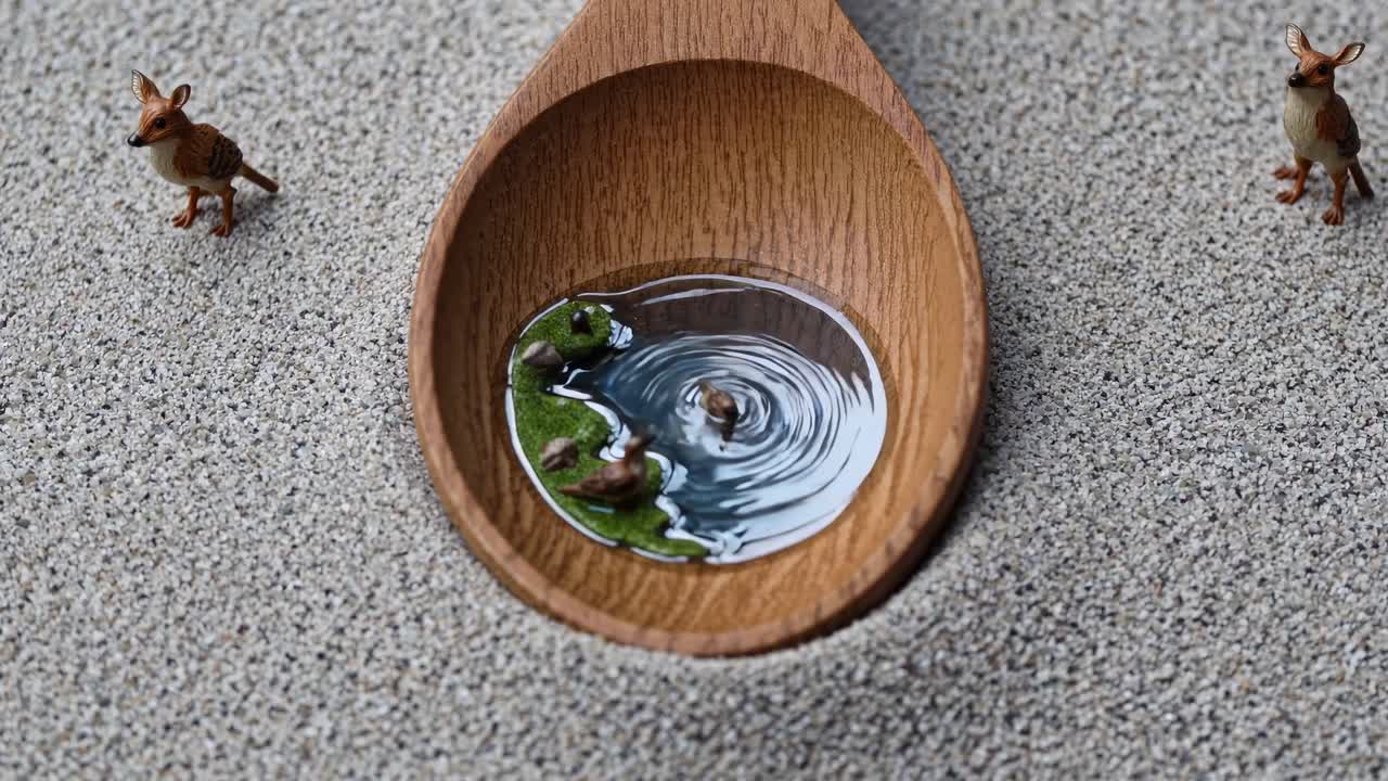 Miniature Ecosystem in a Wooden Spoon