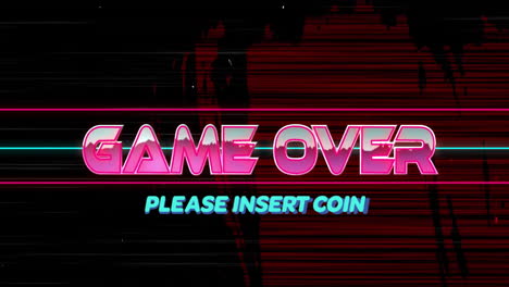 animation of game over text over red shapes moving