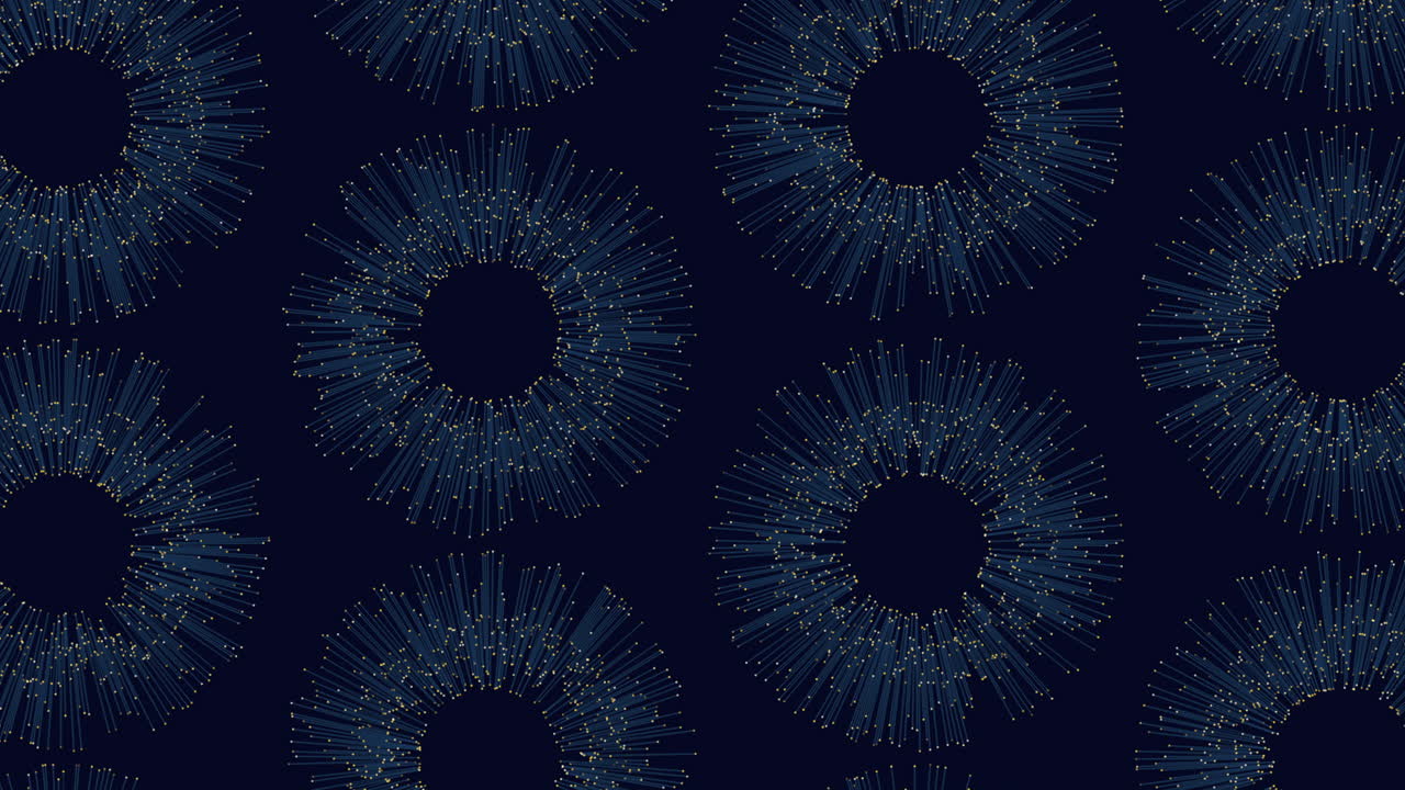 Geometric spiral of overlapping circles on dark background