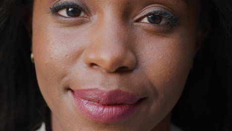 makeup, black woman and portrait of optimistic