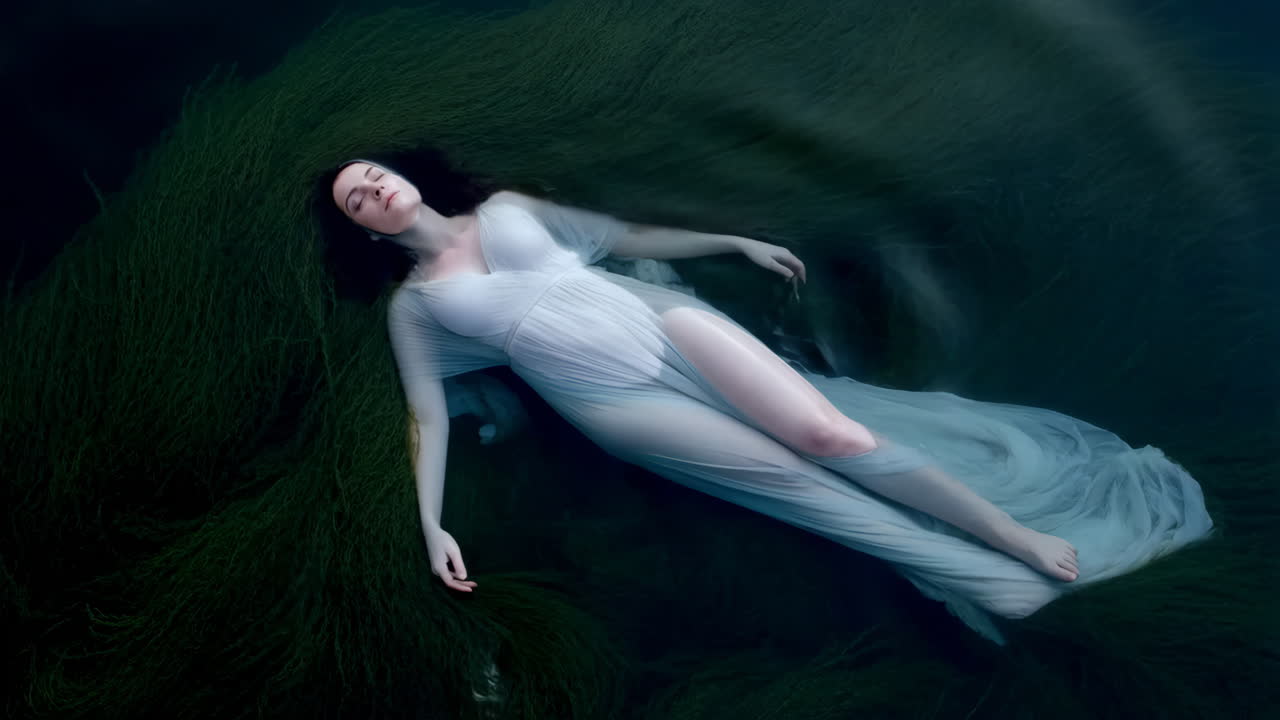 A woman floating peacefully in water