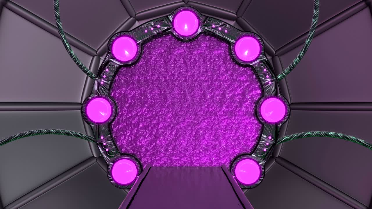 iron hatch는 우주선 풍경 장면에 대한 파노라마 뷰를 열어줍니다. 포털과 함께 공상 과학 복도의 3d 추상적인 배경.