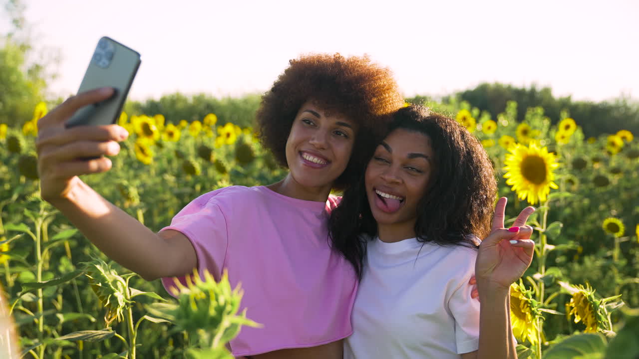 Women in a sunflower field