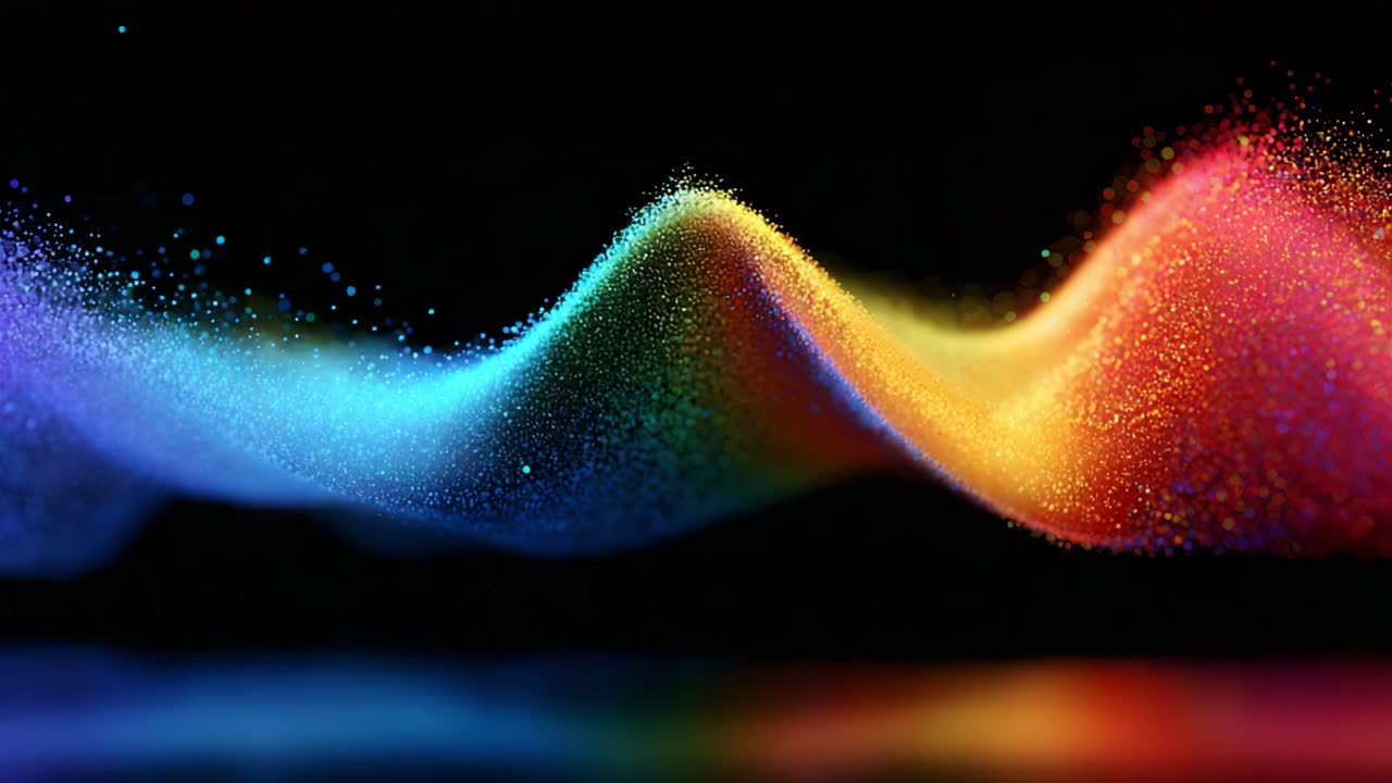 A Captivating Display of Colorful Waves and Vibrant Particles Dancing in the Air, Showcasing the Art of Light and Motion in a Mesmerizing Visual Experience