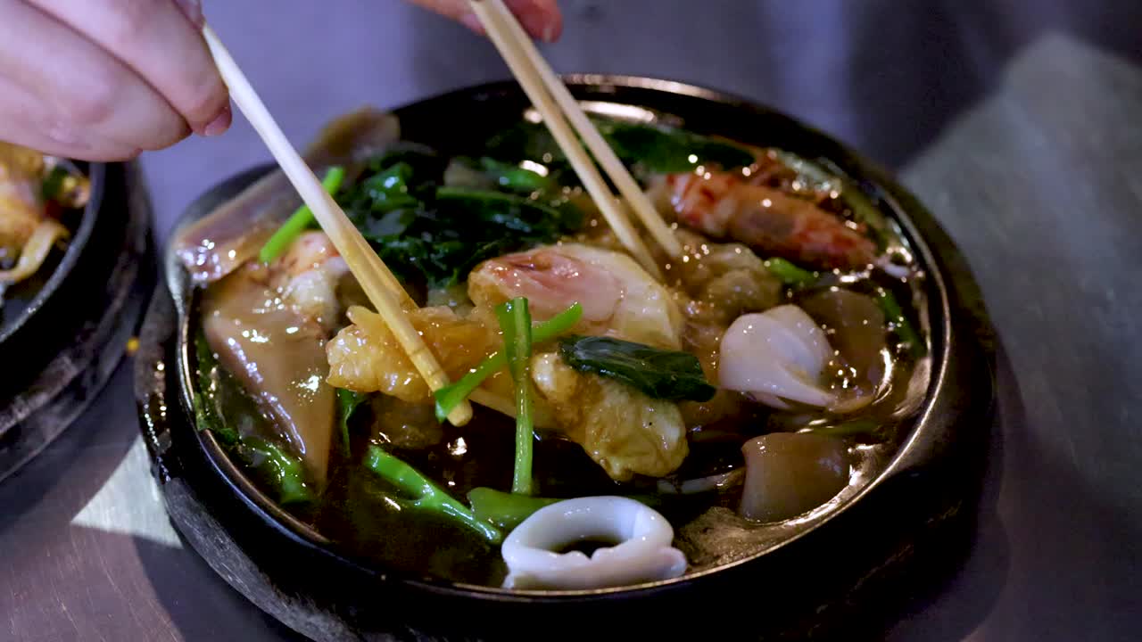 Asian Cuisine with Seafood and Vegetables