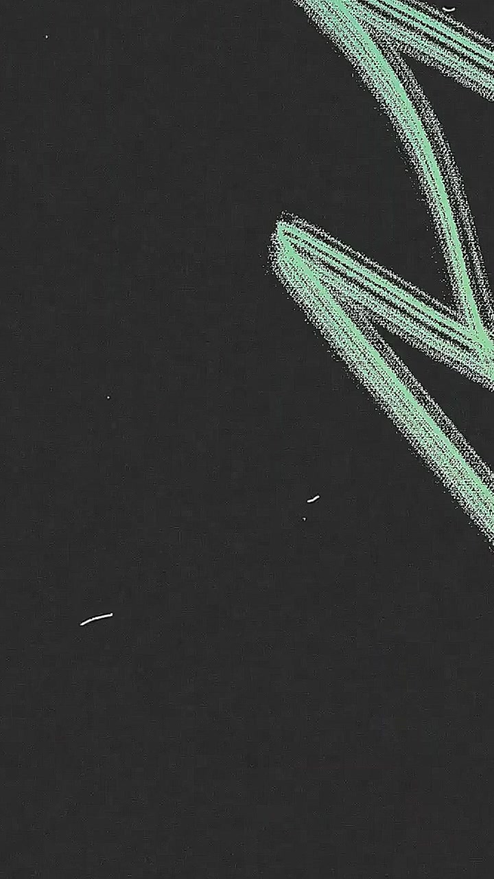 Motion Graphics Astratte con Pennellate Verdi Luminose su Sfondo Nero
