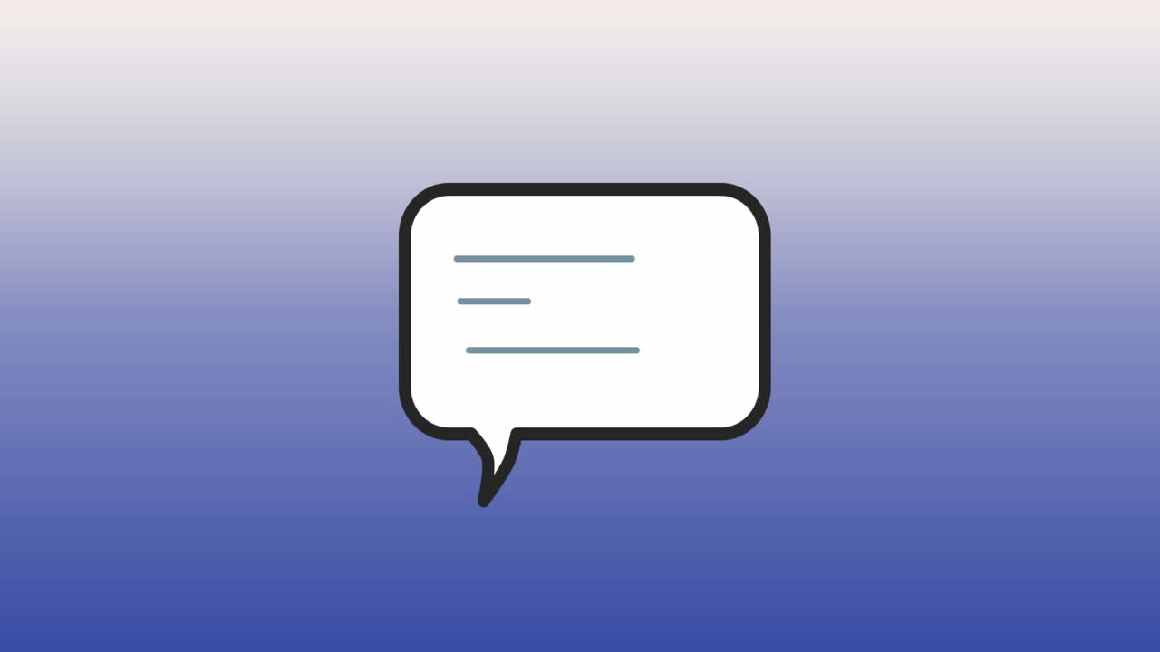 Animation of speech bubble icon over blue background