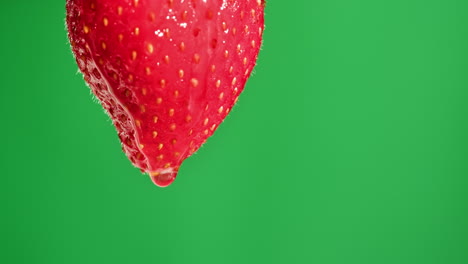 close-up of a wet strawberry