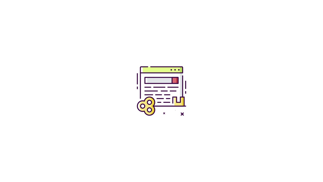 Animated Icon of Web Browser with Key for Security and Login