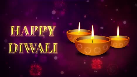 feliz diwali, el festival de las luces. quemando lámparas diya. celebración de diwali 4k de fondo.