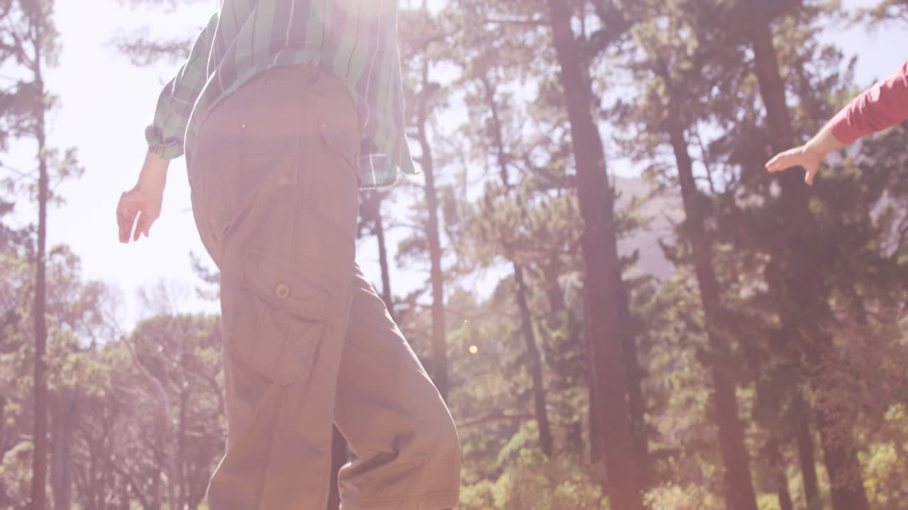 пара гуляет в лесу.