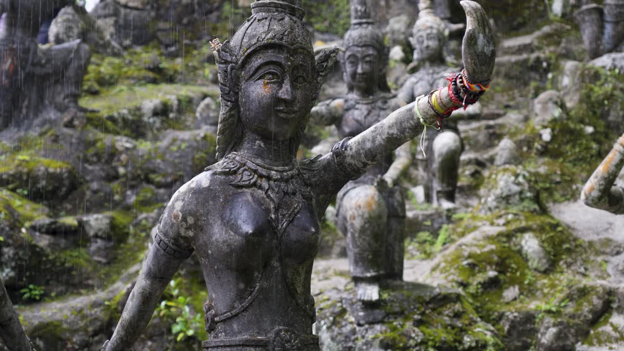 close-up shot of stone statues in on display at Tarnim Magic Garden
