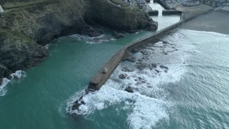 wide aerial view of the village of portreath, cornwall, uk