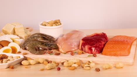 variety of protein-rich foods on a table