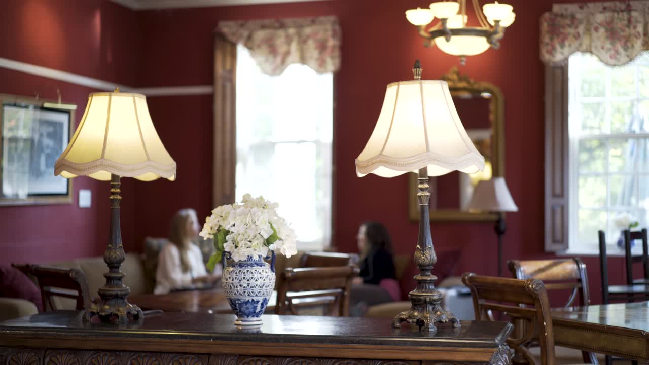 Interior with Lamps and Flowers